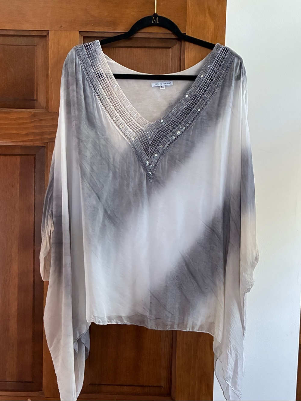 Tempo Paris lined silk poncho, Large